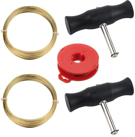 JurciCat 5 pièces Kit Reparation Pare Brise Outil d'enlèvement des vitres de Voiture avec Fil de Coupe et poignées universelles Reparation Pare Brise
