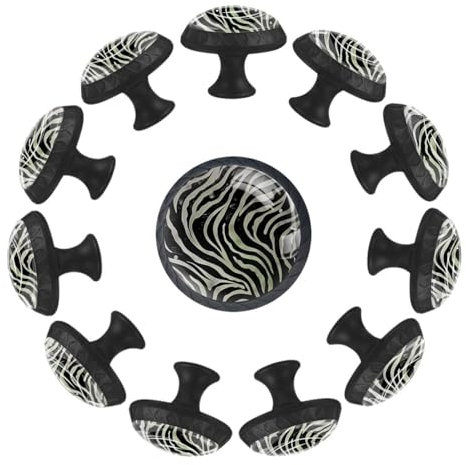 12 Pack Cabinet Knobs, Zebra Prints Cabinet Pull Handle, Kitchen Door Knobs Dresser Knobs Hardware Cupboard Handles with Screws