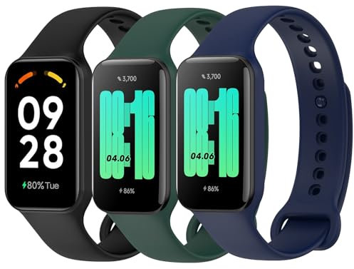 Wanme Cinturini per Redmi Smart Band 2 /Xiaomi Mi Band 8 Active, 3 Pezzi Cinturino Silicone Morbido Braccialetto Sportivo per for Redmi Band 2