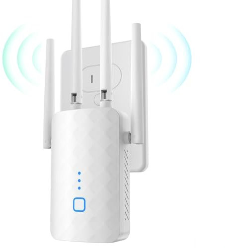 WLAN Verstärker, 1200Mbit/s Wlan Repeater mit 4*180° Schwenkbare Antenne Dualband 2,4GHz+5GHz WiFi Repeater mit WPS | 1200 Mbit/s | Mit LAN/WAN Port| Einfache Einrichtung | Kompatibel 99% WLAN Geräten