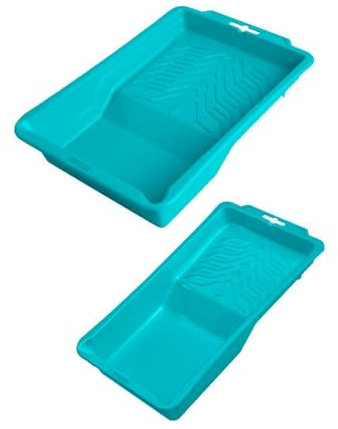 TOTAL - Ensemble de 2 Plateaux pour Peinture | Taille 435 x 300 mm avec Support 60 kg | Taille 305 x 150 mm avec Support 25 kg | Marquage du Volume | Conception à Deux Hauteurs pour Éviter les Gouttes