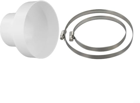 Reduzierstück für runde Luftführungen mit Edelstahl-Schlauchschelle, mehrere Größen erhältlich, flexible Belüftungsmöglichkeit für verschiedene Anwendungen