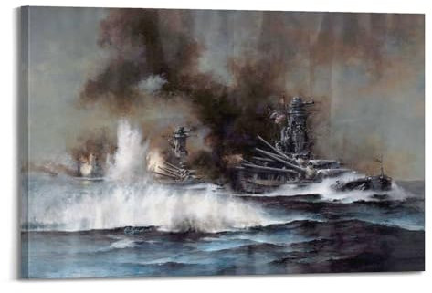 XFUHB Vintage-Poster aus dem Zweiten Weltkrieg, japanisches Schlachtschiff, Yamato-Poster, dekoratives Gemälde, Leinwand, Wandposter und Kunstdruck, moderne Familienschlafzimmer-Dekoration, Poster, 60