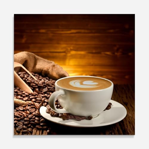 ARTHUB® Küchenrückwand aus Glas 60x60 cm, 5mm ESG | Spritzschutz, Glasplatte, Herdspritzschutz, Wandschutz für Herd, Hartglas, Lebensmittel, Kaffee, Latte Coffee