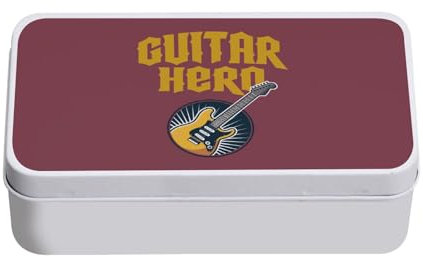 Fabulous Metallbox, Rot – Guitar Hero Gitarre Musik Rock – 11 x 18,5 x 5,5 cm – Aufbewahrungsbox, Schlüssel, Werkzeug, Brotdose, Zucker, Kekse