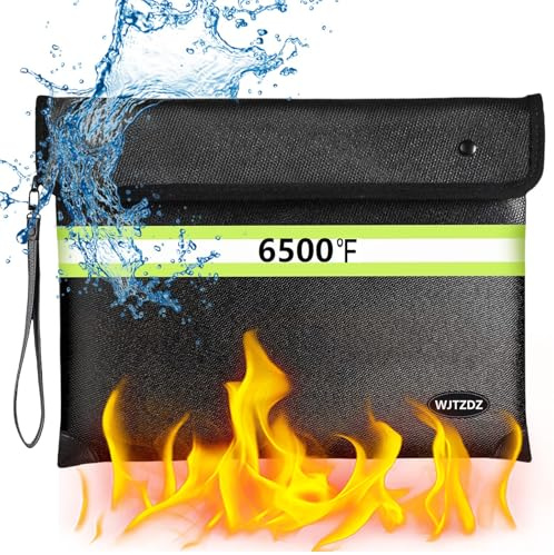 Feuerfeste Tasche mit Schloss (6500 °F),Verbesserte Feuerfeste/wasserdichte Geldtasche mit Reißverschluss/Reflexstreifen,Aufbewahrungstasche für Dokumente im Briefformat A4,Bargeld,Handy,Reisepass