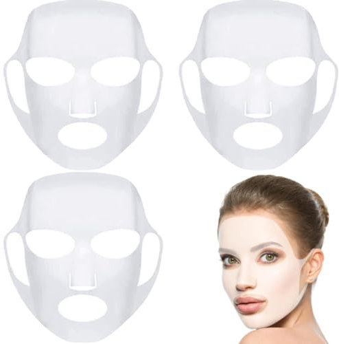 QEDBOJE 3 pièces Housse de couvertures hydratantes de beauté, Silicone Réutilisable, Imperméable, Hydratant, Couverture de Visage, masque silicone visage, anti ride