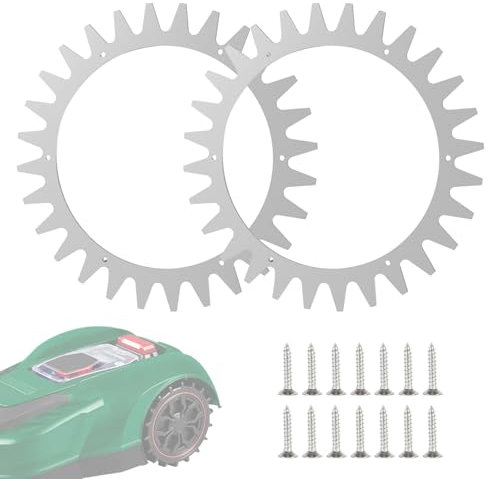 Spikes de Acero Inoxidable de Repuesto para Parkside PMRA/PMORDA 20 -Li B2,Puntas de Acero Inoxidable para Cortacésped con 14 Tornillos,Mejora de Tracción para Robot Cortacésped,Tamaño de Rueda 212 mm