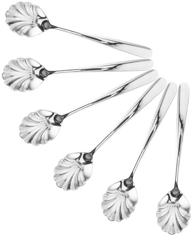 DECHOUS Set Di Eleganti Cucchiai Da Dessert in Acciaio Inossidabile - 6 Pezzi Riutilizzabili Per Servire Budino Tè E Zuppa.