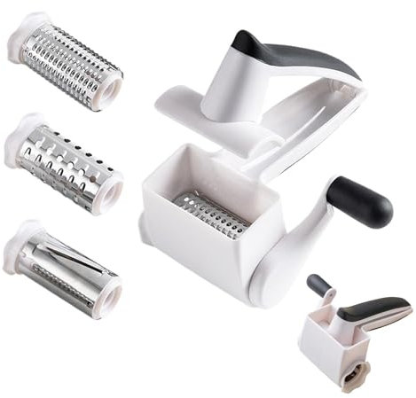 Tioheam Rallador de queso rotatorio,Trituradora de queso rotativa,Trituradora de queso para cocina - Molinillo giratorio para queso, rallador de queso manual, adecuado para queso y verduras