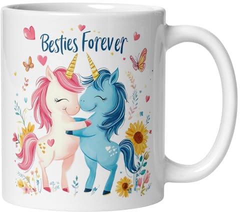 Beste Freunde Freundinnen Tasse mit Spruch | Einhorn & Besties Forever | Geschenk für beste Freundin besten Freund Freundschaft | Best Friends - Freundschaftstasse lustig witzig liebevoll herzlich