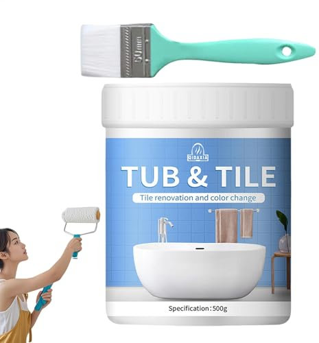 Bathroom Tile Paint Kit,Tile Refinishing Set,Bathtub Enamel Paint White Repair,Easy To Use Sink Paint,Water Based Quick-Dry Bath Refinishing For Bathroom Kitchen, Repair Area