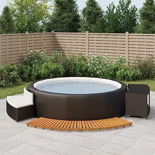 Générique Cadre de Bain à remous Noir résine tressée Bois Massif d'acacia,Piscine & Spa,Accessoires pour piscines & spas-362259