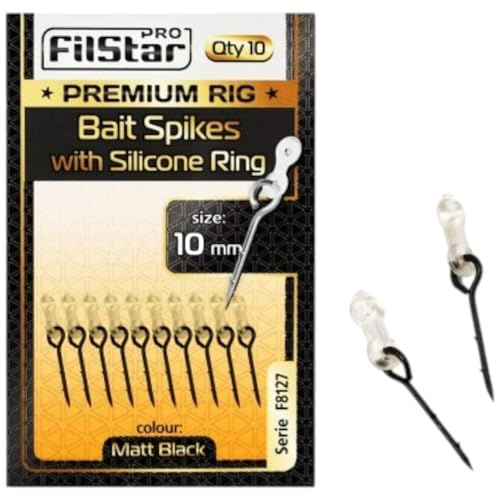 PRO FILSTAR Bait Spikes mit Silikon Ring 10x10mm Angelhaken Boilies Spikes | Angeln Karpfen Zubehör - Boilie Haken - Boilie Nadel - Pop Up Boilies - Angelzubehör für Feeder – Karpfenangeln
