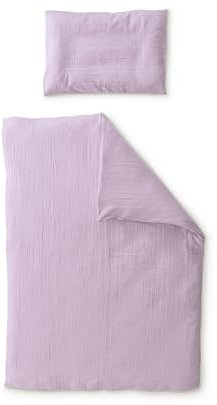 Ehrenkind® Bettwäsche-Set Musselin | 100% Bio-Baumwolle | Standard 100 by Oeko-TEX | 100x135cm + 40x60cm Flieder | Bettwäsche 135x100