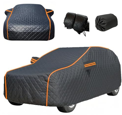 Hagelschutzplane Auto für VW Golf 7 Hagel Abdeckung Outdoor Abdeckplane,5-lagige Verdickung Allwetter-Wasserdicht UV-Schutz Hagelschutz Hagelschaden Autoabdeckung,Mit Rreflexionsstreifen,Schwarz-CT