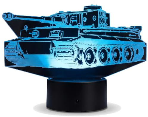 Panzer LED Lampe – Militär Nachtlicht mit Fernbedienung & 16 Farben | Kampfpanzer Motiv, dimmbar, Touch & Fernbedienung, 16 Farben, USB & Batteriebetrieb, Acrylgravur Made in Germany