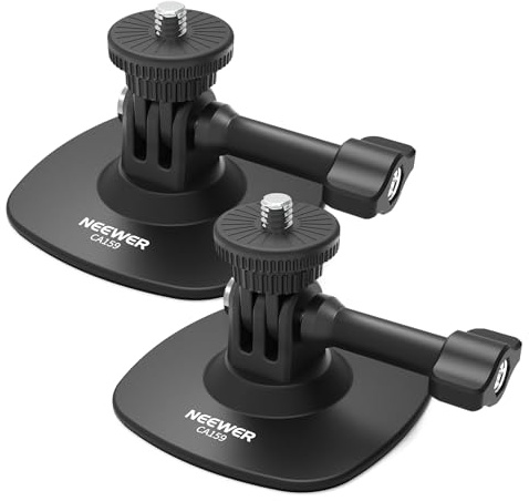 NEEWER 2er Pack Klebehalterung kompatibel mit Insta 360 GoPro DJI AKASO Action Cam, 180° Flexibler Auto Helmhalter Mount Basisadapter für POV Videoaufnahmen Live Streaming, für 1/4Zoll Zubehör, CA159