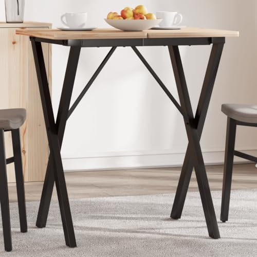 QUAHEAS Esstisch-Gestell X-Form 60x40x73 cm, pulverbeschichteter Stahl, robuste Tischbeine, schwarzes Möbel-Untergestell für Heimwerker-Tische