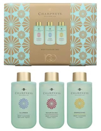 Champney Body Cleanser Trio – 3 x 350ml Vegan Body Wash Gift Set – Nourishing Bergamot, Relaxing Lavender, Energising Citrus – Spa Inspired, Cruelty-Free Shower Gel for Women & Men