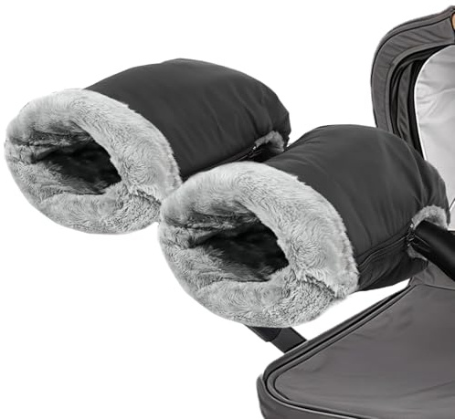 Flintronic Handwärmer Kinderwagen, Schwarz Kinderwagen Handwärmer, Universalgröße Handwärmer, Kinderwagenmuff mit Warm Flanell