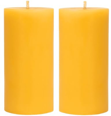 Danilovo Stumpenkerzen aus 100% Bienenwachs – Bienenwachskerzen in Premium-Qualität, Luxuriöses Accessoire für ein Gemütliches Zuhause (2 Stk., 5 x 10 cm, Brenndauer 35 Std)