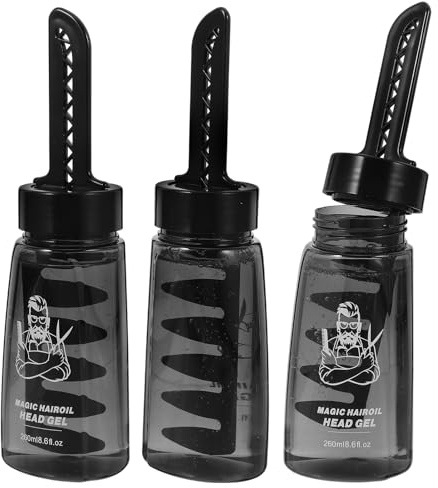 HOMSFOU 3 Stück pack Haargel Applikatorflaschen mit Breitem Kamm 260 Ml Kunststoff Nachfüllbare Haarstyling Gelflaschen für Männer Gleichmäßiges Auftragen zu Hause und Salon