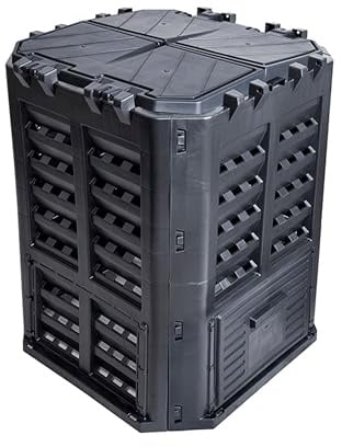 Composteur de Jardin EKOGRID - 360 L - Composteur de Jardin avec Irrigation Goutte à Goutte et aération - Noir