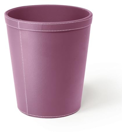 OSCO Faux Leather Waste Bin – 12 Litre Round Waste Paper Basket – Stylish Leather Finish Bin for Home Office, Study, Bathroom, Desk – Easy Clean Surface – Compact & Elegant, Single, Purple