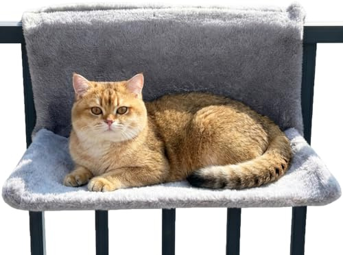 Qnbonrich Lit chauffant pour chat avec housse en peluche douillette, hamac chauffant pour tous les radiateurs, lit douillet pour chat pour des heures chaudes (gris)