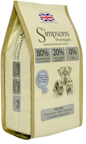 Simpsons Premium 80 / 20 gemischtes Huhn, Truthahn und Fisch, Trockenfutter für Hunde