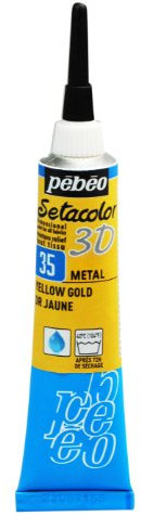 Peinture tissu Setacolor 3D Metal Or jaune 20ml Pebeo