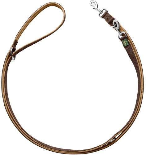 HUNTER Verstellbare Führleine NEOPREN, Farbe: braun/caramel, strapazierfähiges Nylon, 3-fache Verstellmöglichkeit, weiche Neoprenpolsterung, ideal für Alltag und Training, Größe: 20/200