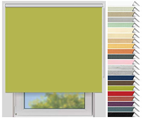 EFIXS Thermorollo Medium - Rollos nach Maß - 25 mm Rollowelle - Stoffbreite bis 220 cm, Höhe bis 240 cm - Hier: bis 100 cm x 150 cm (BxH) - grün (067) - mit & ohne Bohren