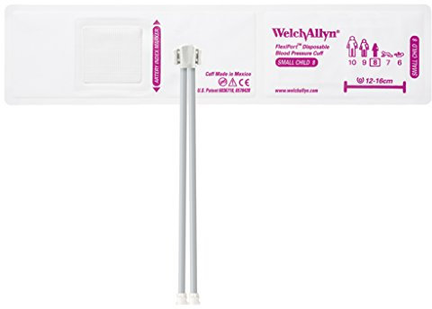 Welch Allyn SOFT-08-2MQ FlexiPort Soft Disposable Blood Pressure Cuffs with Two-Tube Locking Type Connector, Small Child [size 08] (Pack of 20)
