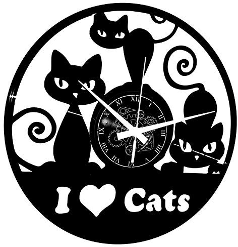 Instant Karma Clocks | Katzen Wanddeko Wanduhr – Verspielte Silhouetten & Modernes Design | Geräuschlosem Quarzwerk | Geschenkidee für Küche, Schlafzimmer, Wohnzimmer