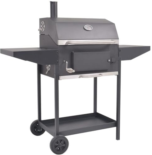 vidaXL Barbecue au Charbon de Bois avec Etagère Inférieure Gril Fumoir Cuisson