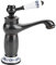 Rétro Mitigeur Robinet de Lavabo Laiton & Céramique Évier Robinet Bleu Et Blanc en Porcelaine À Long Cou Vintage Floral avec l'entrée Robinet d'eau Froide/Chaude Cuisine Salle de Bain(Noir)