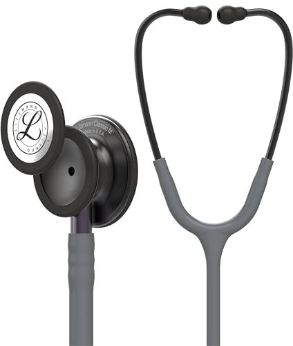 3M Littmann Classic III Stethoskop zur Überwachung, 5873, Smoke-Edition Bruststück, grauer Schlauch, violett-grauer Schlauchanschluss und rauchfarbener Ohrbügel, 69 cm