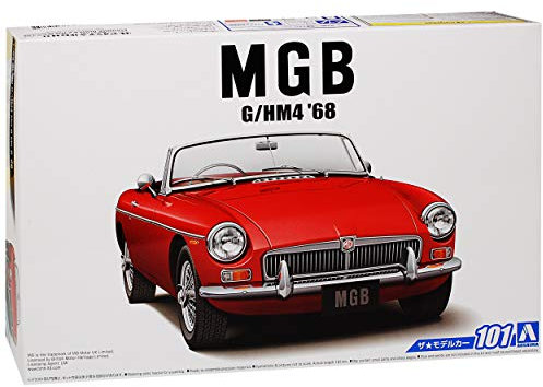 Aoshima MG B MGB Cabrio Rot Offen 1962-1980 Kit Bausatz 1/24 Modell Auto