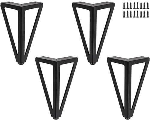 Furniture Legs Qenovo 4 Packs Pieds de Meubles, Pieds de Table en Métal, 15cm Noir Pieds de Meuble, pour Table TV, Pied de Table Basse, Armoire, Canapé lit et Autres. (15cm, Black)