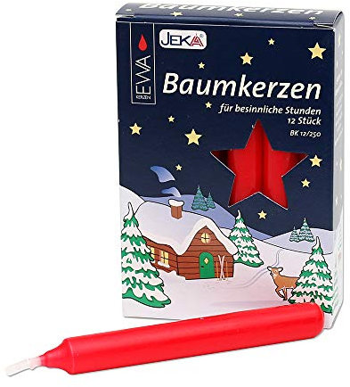 JEKA - Ebersbacher Kerzen 12er Baumkerzen rot 15 x 15 x 125 cm