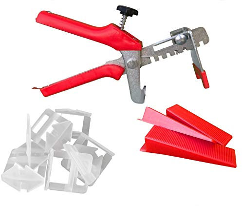 1500 Zuglaschen 400 Keile + 1 Zange 2,0mm - KACHEL GOTT® Fliesen Nivelliersystem Set - Fugenbreite wählbar 1mm bis 3mm - Zange Keile Zuglaschen für Fliesenstärke 3-12 mm(SET M 2,0mm)
