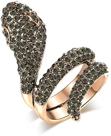 SALAN Mode Schlangenringe Für Frauen Antike Gold Schwermetalle Punk Rock Grau Kristall Ring Vintage Tier Schmuck