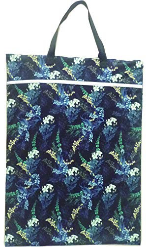 Große Windeltasche zum Aufhängen, für wiederverwendbare Windeln oder Wäsche, mit schwarzer Blume