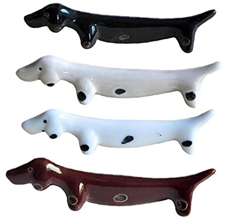 Onsinic 4pcs Chopstick Rest Cute Ceramic Dachshund Dog Tableware Frame Fork Stand Holder Dining Table Decorationï¼ˆrandom Color