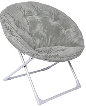 Amazon Basics Schalenstuhl aus Kunstfell mit Metallgestell, Grau, 69 x 82 x 82 cm (D x W x H)