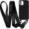 MyGadget Lanyard Case for iPhone 12 Mini - Silicone Protection & Crossbody Lanyard - Cover w | Necklace Black