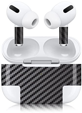 Finest Folia Aufkleber Set kompatibel mit Apple AirPod Pro kabellose Bluetooth Kopfhörer und Ladecase Vinyl Folie Skin Design Cover passgenau R190 (Pro, 22 Carbon schwarz)