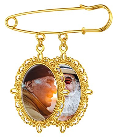 Breloque Pesonalisée avec Photo Bouquet de Mariage 2 Charmes Ovale Dore Broche Pin Personnalisable Médaillon pour Mariée Dentelle Commémorative Bijoux pour Homme Costume Charms a Epingle Acier